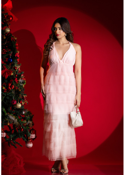 NOVA PINK KNOT LONG DRESS